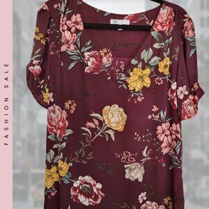 DR2 by Daniel Rainn Burgundy Floral Blouse – Size XL